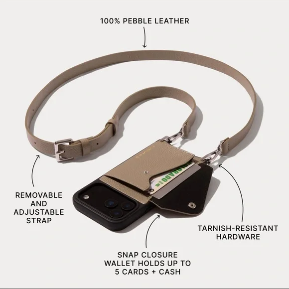 Bandolier Tan Phone Case with Strap - Picture 2 of 8